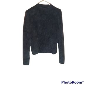 Fuzzy Navy B.R. Mock Neck Sweater